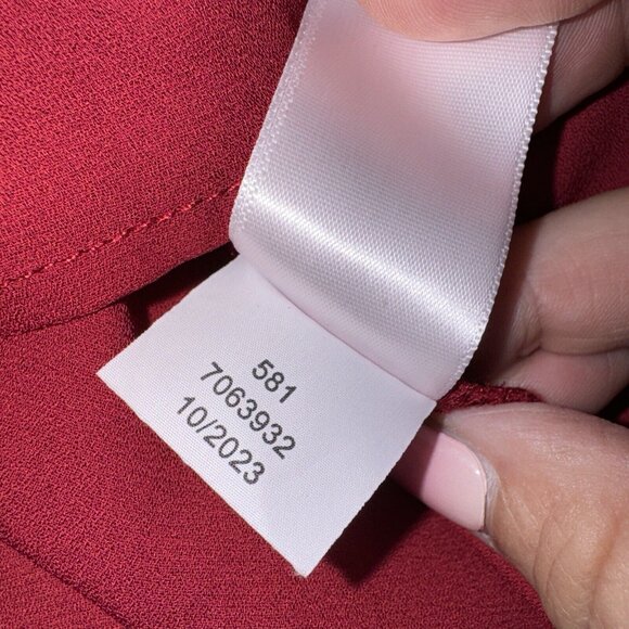 CECE Women’s Dress V Neck Ruffle Sleeve Maxi Elastic Waist Lined slit Small - Picture 7 of 7